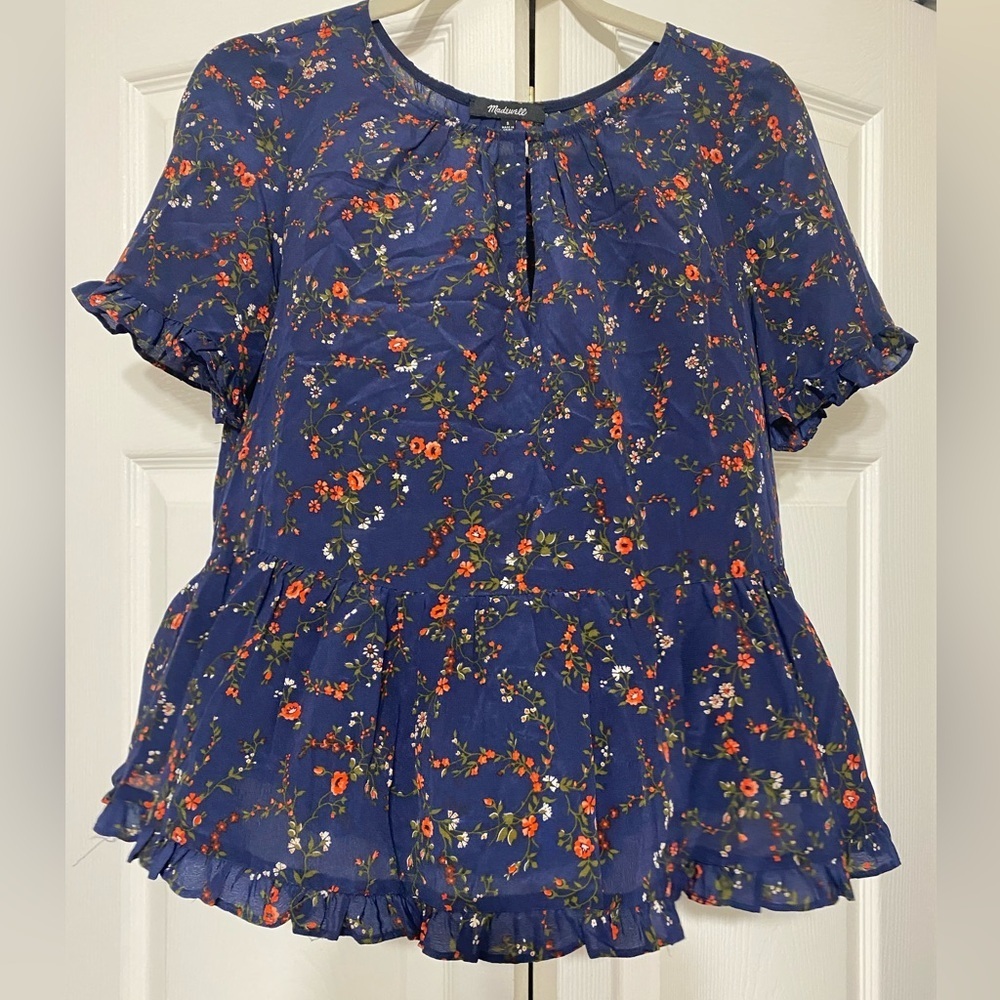 - Madewell Floral Blue Women's Top size S